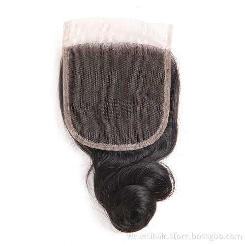 Top Grade 100% Natural Virgin Brazilian Deep Wave Human Hair With 4X4 Brazilian Middle Part Silk Base Lace Closure